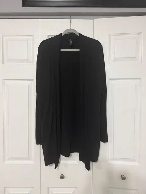 Active Life Open Front Cardigan Size XL Black Modal Blend