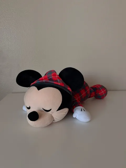 Disney Mickey Mouse Cuddleez Holiday Plaid Sleeping Plush Pillow