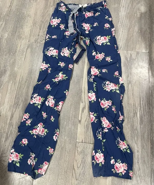 Y2K Gilly Hicks Sydney Sleep Pajama Pants Size S Blue Floral Drawstring