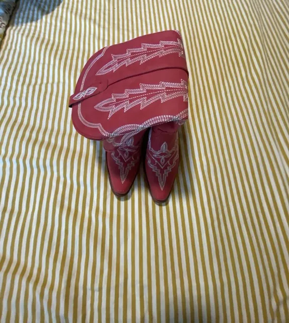 Quepino Red Cowboy Boots Western Cowgirl Embroidered