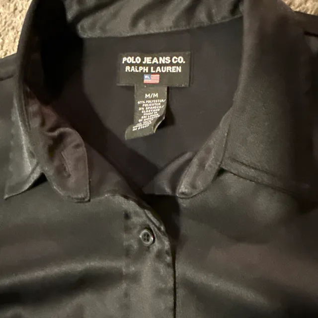 Polo Jeans Co. Ralph Lauren Blouse Size M Black Satin