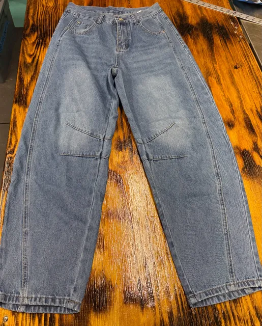 Denim Jeans Size 8 Blue Wide Leg Knee Paneled