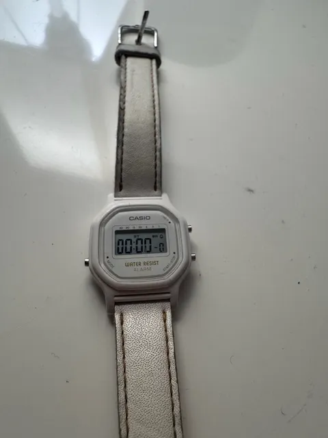 Casio LA-11W Digital Watch White Leather Strap
