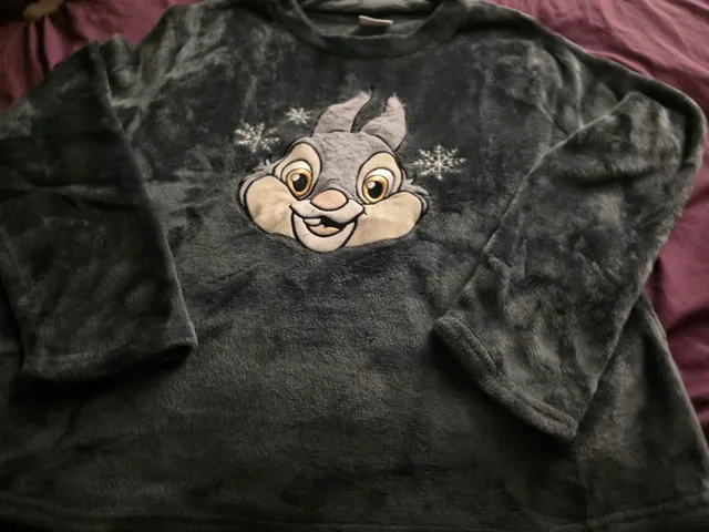 Disney Thumper Sleepwear Top Size L (12-14) Gray Fleece