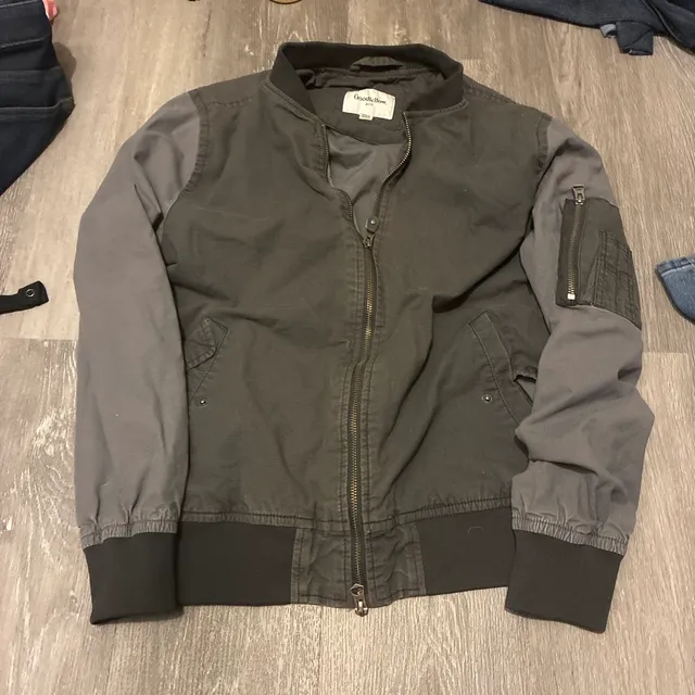 Goodfellow & Co Bomber Jacket Size M Gray Full Zip Cotton