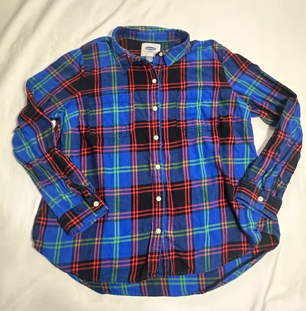 Old Navy Flannel Shirt Blue Plaid