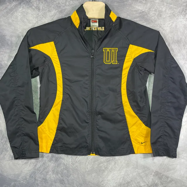 Nike Iowa Hawkeyes Jacket Size M (8-10) Black Yellow Full Zip Windbreaker