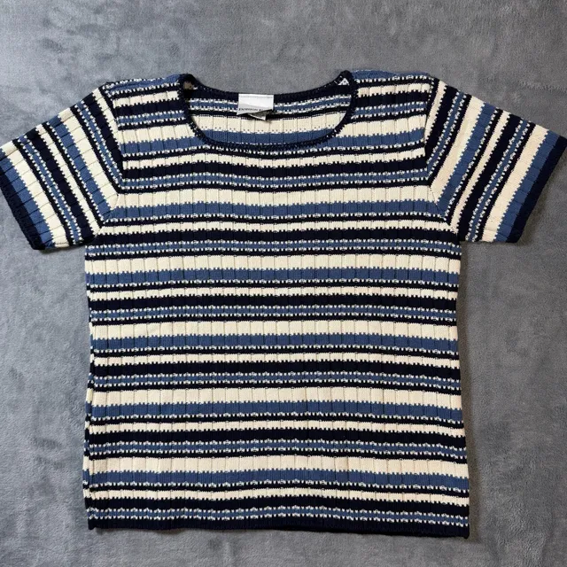 USA Vntg Reba Rose Sweater Womens Sz M Multicolor Blue Acrylic