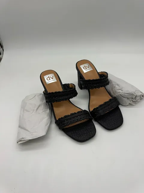 NWOT - DV Dolce Vita Hadlin Size 7.5 Black Woven Block Heel Sandals