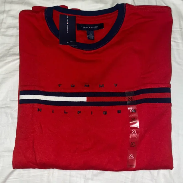 Tommy Hilfiger Tino Short Sleeve Tee Size XL Red Stripe Logo