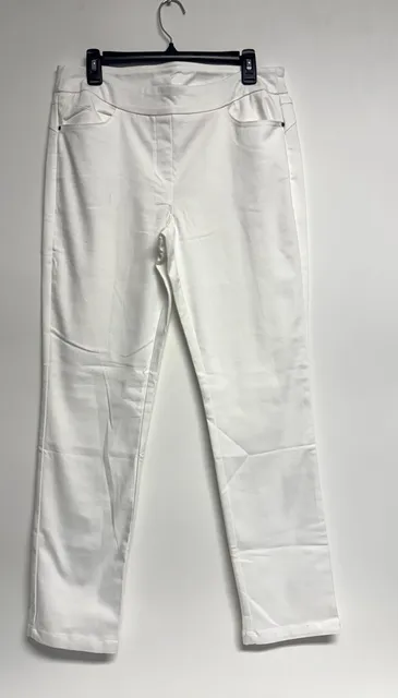 Jriggs Pants Size 10 White Pull-On Stretch Slim Leg