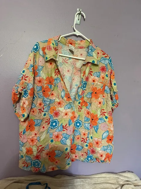 Just My Size Womens Blouse Size 2X Short Sleeve Button Front ...,