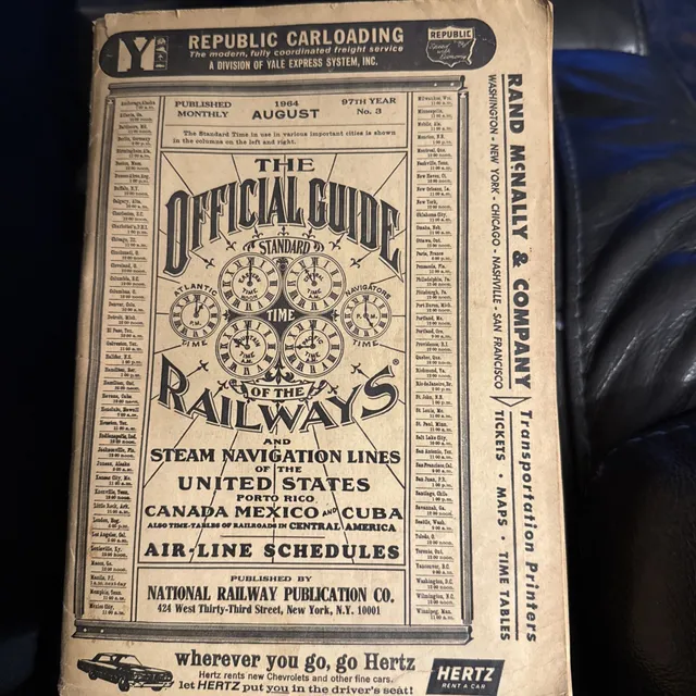 Official Guide of the Railways August 1964 Steam Navigation US Canda Mexico Cuba