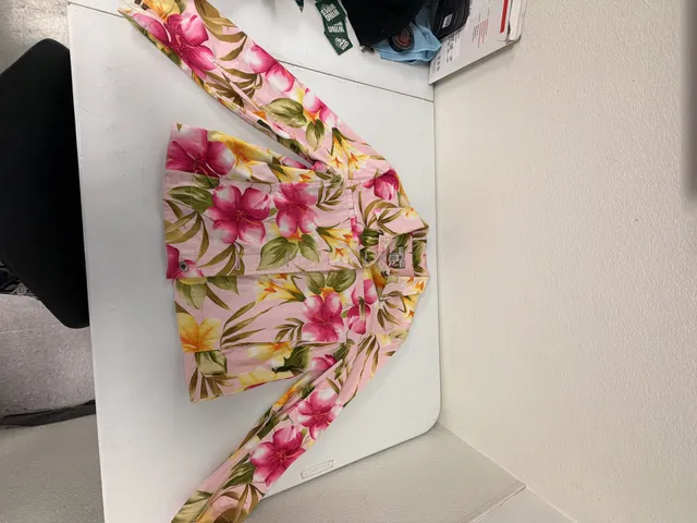 Caribbean Joe Floral Denim Jacket Size L Pink Tropical Cotton Blend