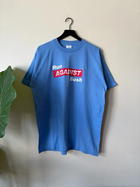 Alore Run Against Bush Kerry Edwards 2004 T-Shirt Size L Blue