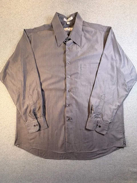 Etienne Aigner Dress Shirt Size 17.5 34/35 Gray Long Sleeve Pocket Cotton Blend