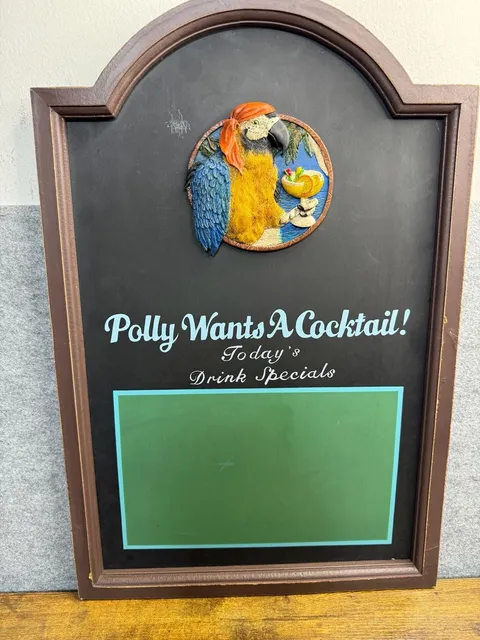 Polly Wants A Cocktail Parrot Tiki Bar Chalkboard Drink Specials Sign
