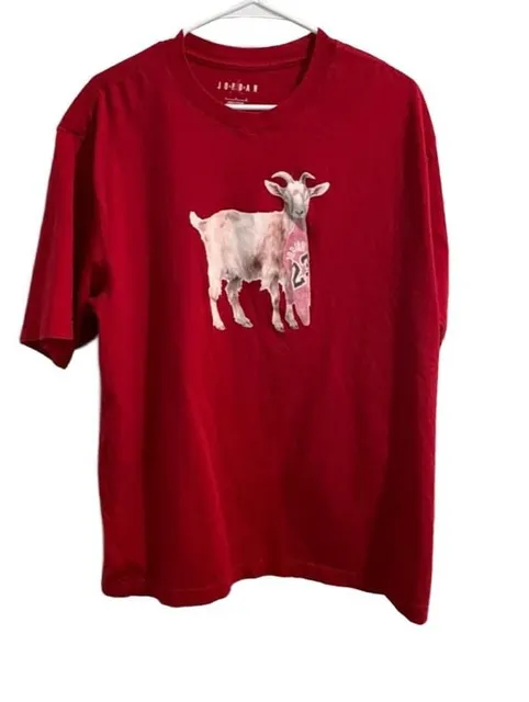 Jordan GOAT Graphic T-Shirt Size Large Red Short Sleeve