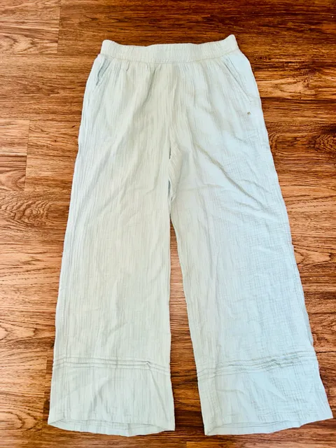 DKNY Pants Light Blue Gauze Wide Leg Elastic Waist