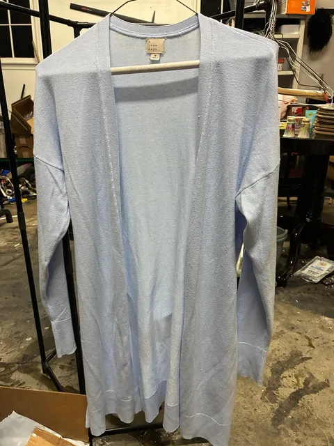 A New Day Cardigan Sweater Size M Light Blue Open Front Long