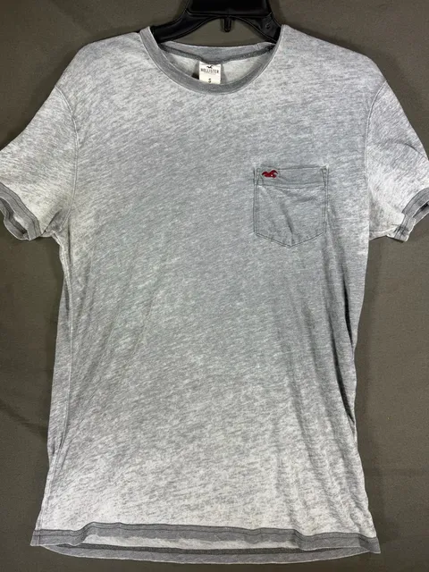 Hollister Pocket T-Shirt Size S Gray Acid Wash Burnout Short Sleeve