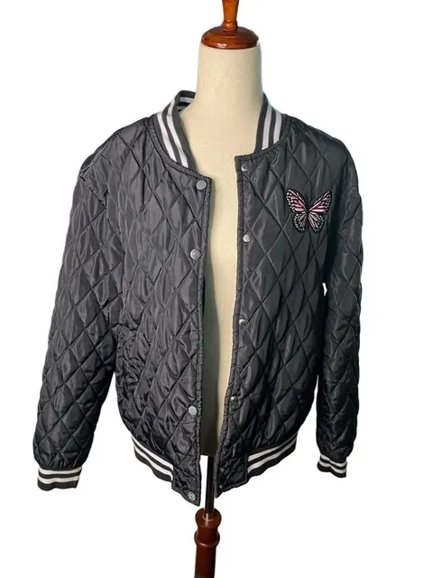 ANGEL CULT WOMEN'S QUILTED BUTTERFLY JACET - SNAP BUTTON FRONT SIZE LARGE