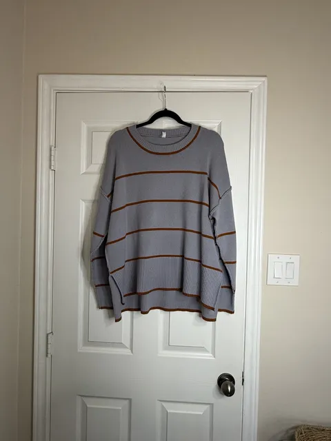 Wishlist Striped Sweater Size M Blue Brown Oversized Knit