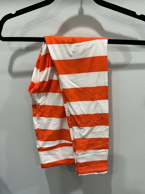 Lululemon Striped OS Orange White stripe legging #59
