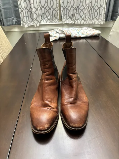 Aldo Dax Men Cognac Brown Leather Chelsea Boots Size 10.5