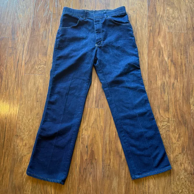 Wrangler Mens 34x30 Stretch Flex Fit Straight Leg Dark Wash Blue Jeans Vtg