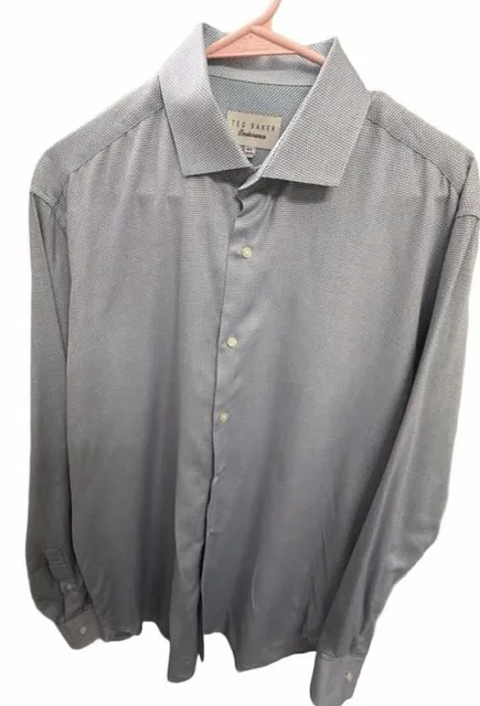 Ted Baker Endurance Dress Shirt Size 16.5 34/35 Blue Geometric Print