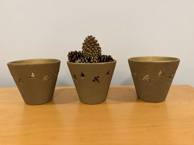 Ceramiche Virginia Gold Italian Ceramic Pot Vases Set of 3 Christmas