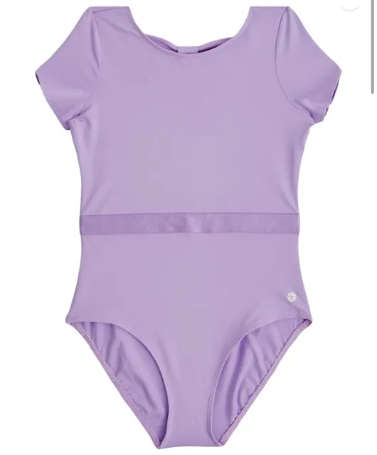 NWT Justice Cap Sleeve Leotard with Ribbon WB Size XL (16/18) Purple
