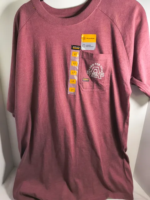 Ariat T-Shirt Size LT Burgundy Pocket Tee