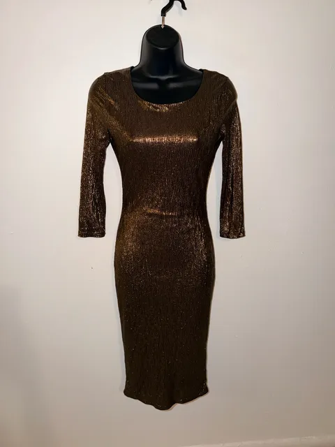 Metallic Bronze Midi Dress