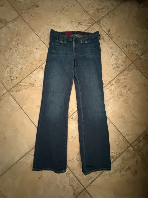 7 For All Mankind Dojo Mid Rise Flare Jeans Dark Blue Denim