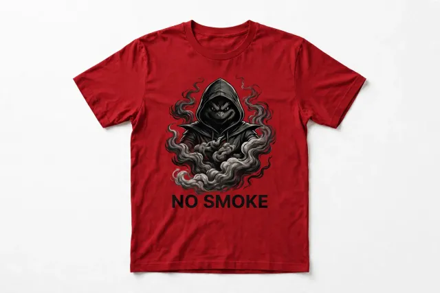 Graphic T-Shirt No Smoke Hooded Reaper Red Cotton
