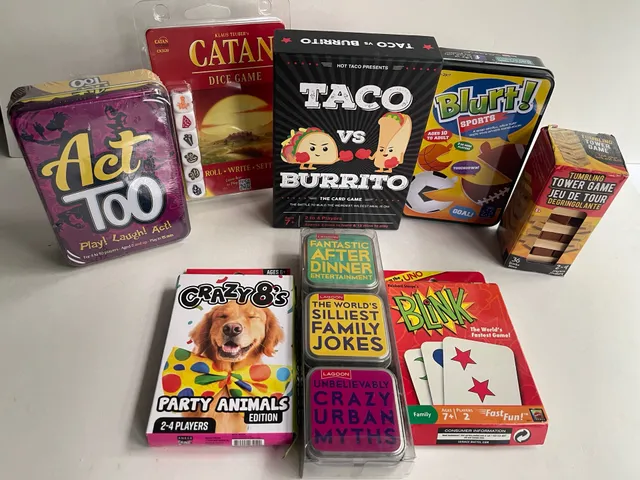 Lot of 9 Assorted Family Board and Card Games