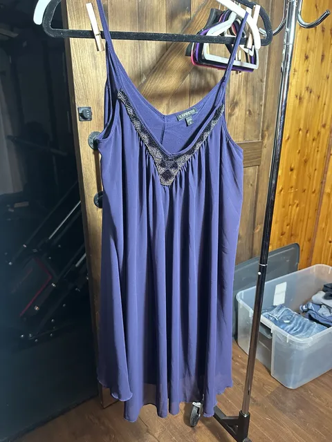 Express Beaded Neck Cami Dress Size M Purple