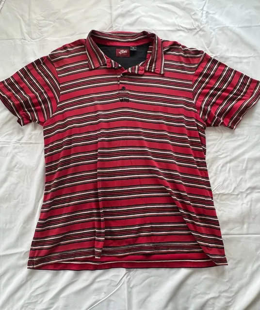 Vans Striped Polo Shirt Size XL Red Black White. USA Made