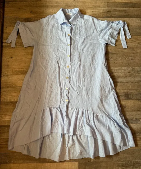 Cristina Vergani Linen Dress Blue Size XL