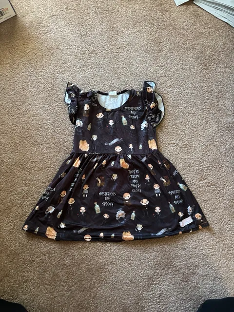 Sweet Girls Addams Family Dress Size 3XL (7-8T) Spooky Graphic