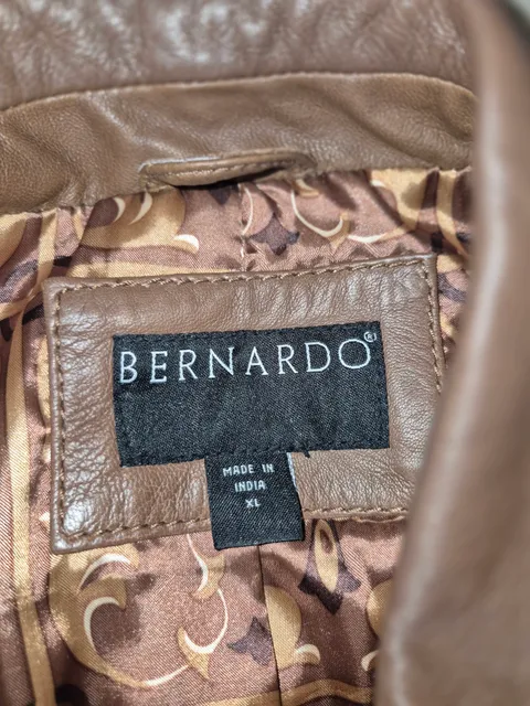 Bernardo Leather Jacket Size XL Brown