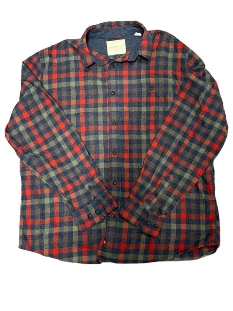 Weatherproof Vintage Plaid Flannel Shirt Size L button down red and green Top