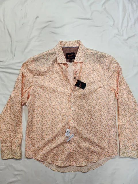 Egara Dress Shirt Size XL Orange Floral Long Sleeve