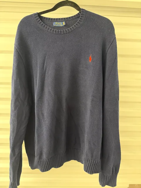 Polo Ralph Lauren Cotton Sweater Size XL Navy Blue Crewneck
