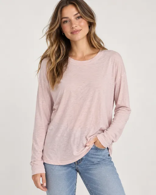 Aerie Long Sleeve Tee Size XS Pink Crew Neck Cotton Top