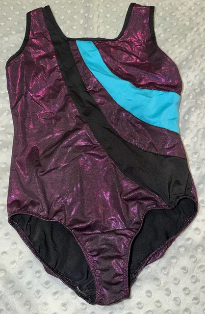 Danskin Now Gymnastics Leotard Size L 10-12 Purple Blue Metallic