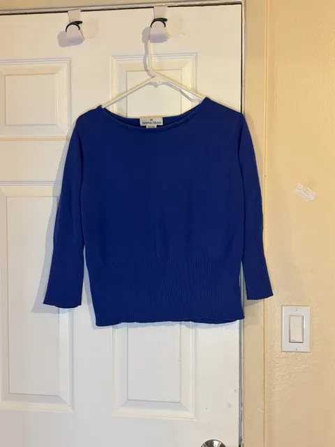 Donna Gray Blue Cotton Sweater