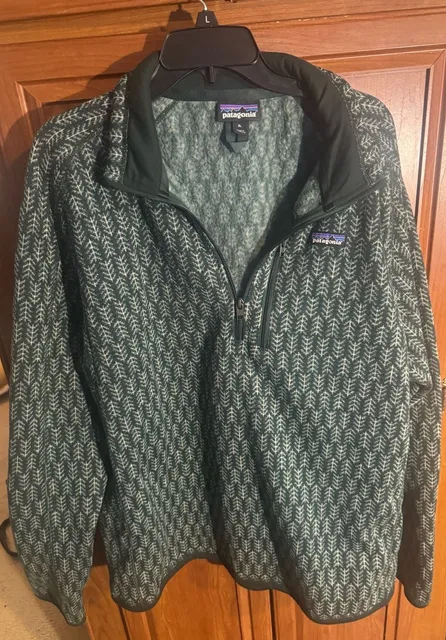 Patagonia Better Sweater 1/4 Zip Size XL Green Pine Tree Print